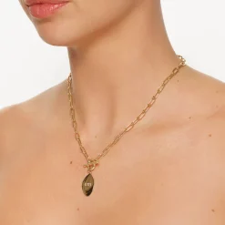 New Organic Oblong Pendant in Gold Engravable Jewellery | Under $150