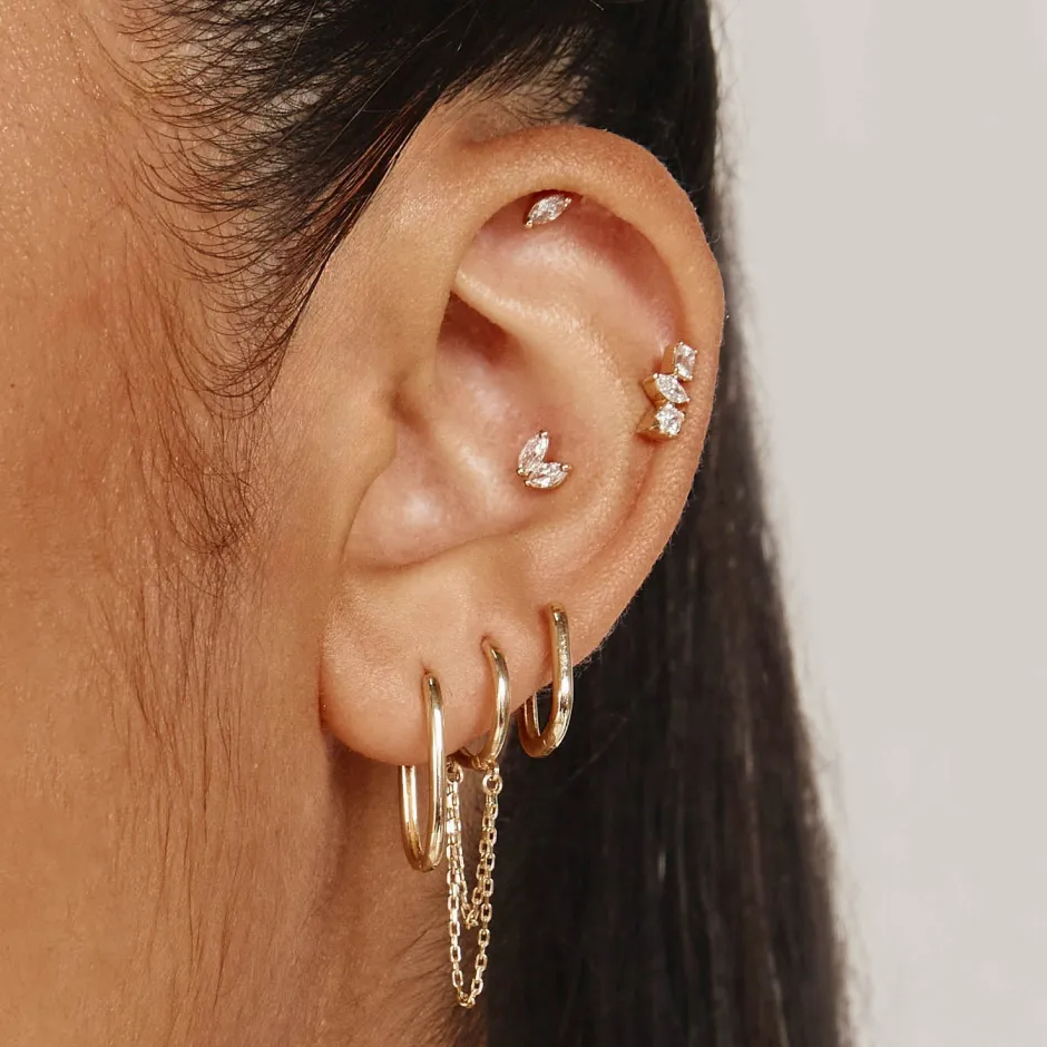 Fashion Oval Paperclip Hoop Earrings in 10k Gold Gifts For Him | 10k Gold