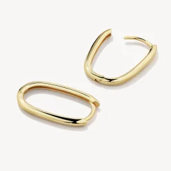 Fashion Oval Paperclip Hoop Earrings in 10k Gold Gifts For Him | 10k Gold