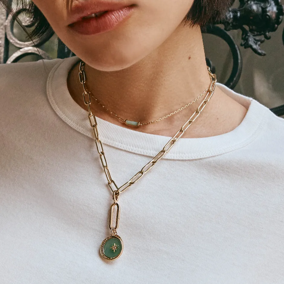 New Paperclip Pendant Charm Connector in Gold 18k Fine Gold Plated | Personalisation
