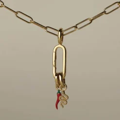 New Paperclip Pendant Charm Connector in Gold 18k Fine Gold Plated | Personalisation