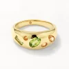 Hot Peridot Multi Gemstone Curve Gypsy Ring in Gold Gifts For Her | Birthstone Jewellery