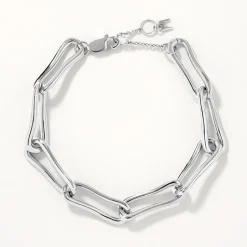 Clearance Pinched Paperclip Chain Bracelet in Silver 925 Sterling Silver | Bracelets & Bangles