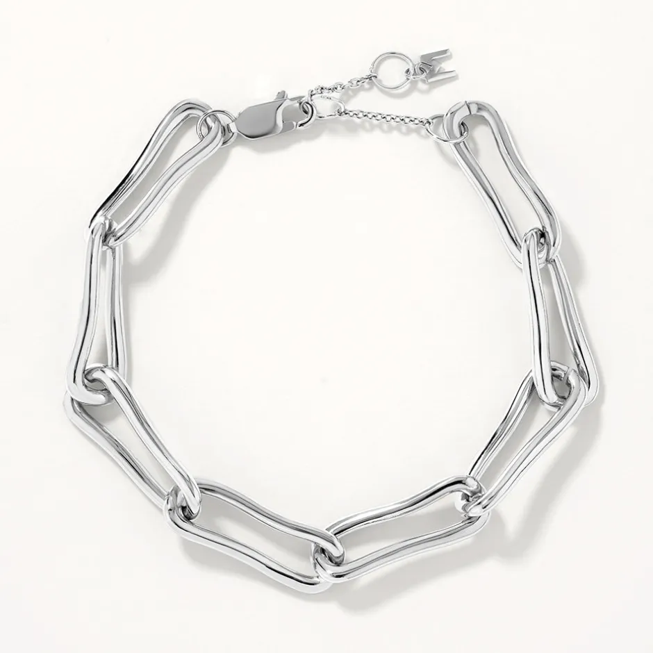 Clearance Pinched Paperclip Chain Bracelet in Silver 925 Sterling Silver | Bracelets & Bangles
