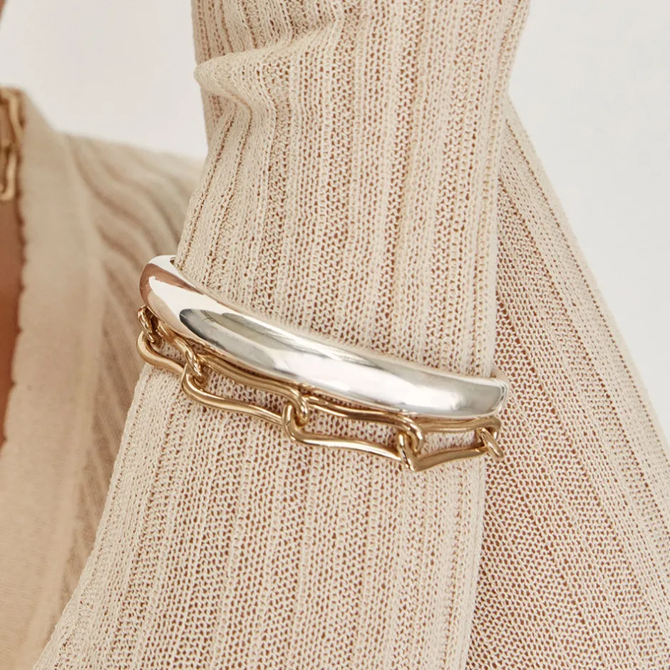 Discount Pinched Paperclip Chain Bracelet in Gold 18k Fine Gold Plated | Bracelets & Bangles