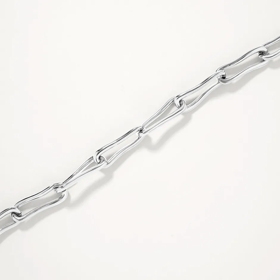 Clearance Pinched Paperclip Chain Bracelet in Silver 925 Sterling Silver | Bracelets & Bangles