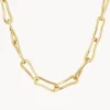 Sale Pinched Paperclip Chain Necklace in Gold 18k Fine Gold Plated | Necklaces & Pendants