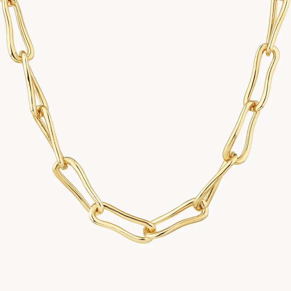 Sale Pinched Paperclip Chain Necklace in Gold 18k Fine Gold Plated | Necklaces & Pendants
