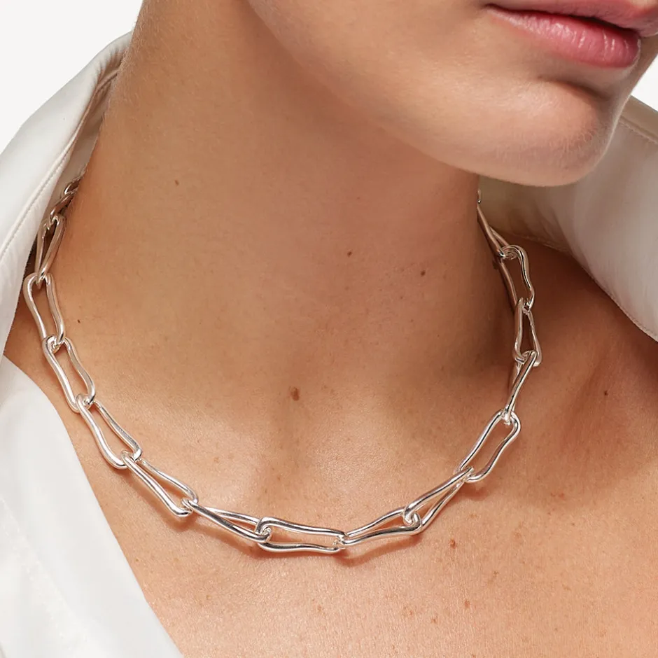 Online Pinched Paperclip Chain Necklace in Silver 925 Sterling Silver | Necklaces & Pendants