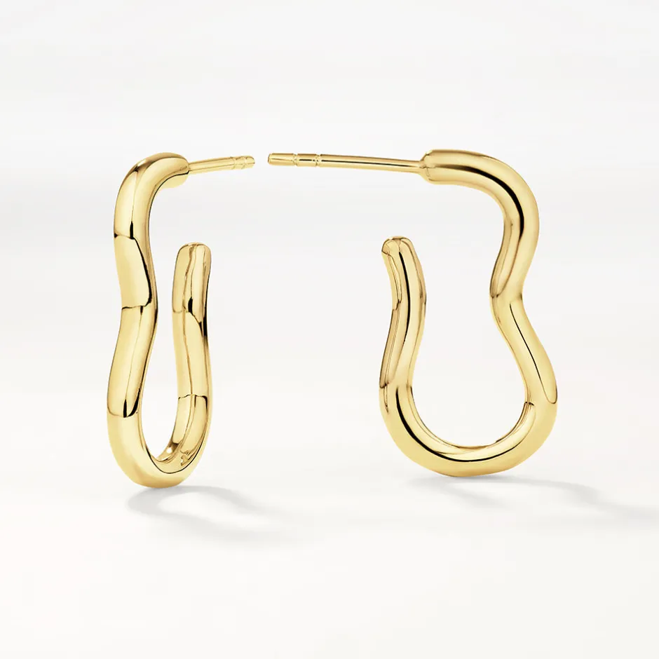 Best Pinched Paperclip Hoop Stud Earrings in Gold 18k Fine Gold Plated | Earrings