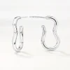 Fashion Pinched Paperclip Hoop Stud Earrings in Silver 925 Sterling Silver | Earrings