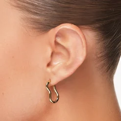 Best Pinched Paperclip Hoop Stud Earrings in Gold 18k Fine Gold Plated | Earrings