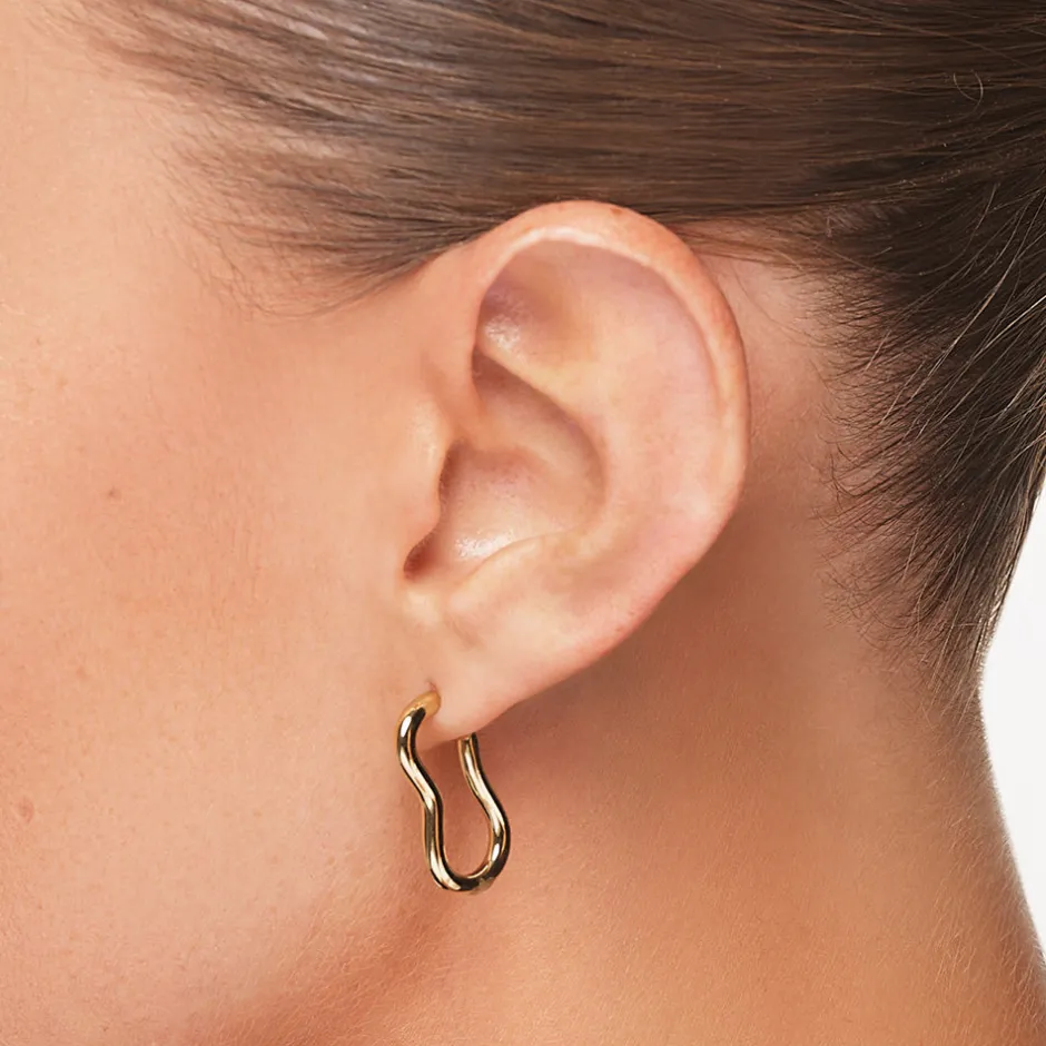 Best Pinched Paperclip Hoop Stud Earrings in Gold 18k Fine Gold Plated | Earrings