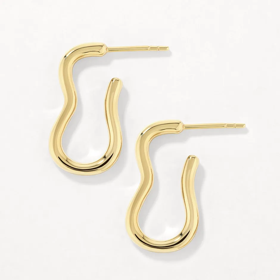 Best Pinched Paperclip Hoop Stud Earrings in Gold 18k Fine Gold Plated | Earrings