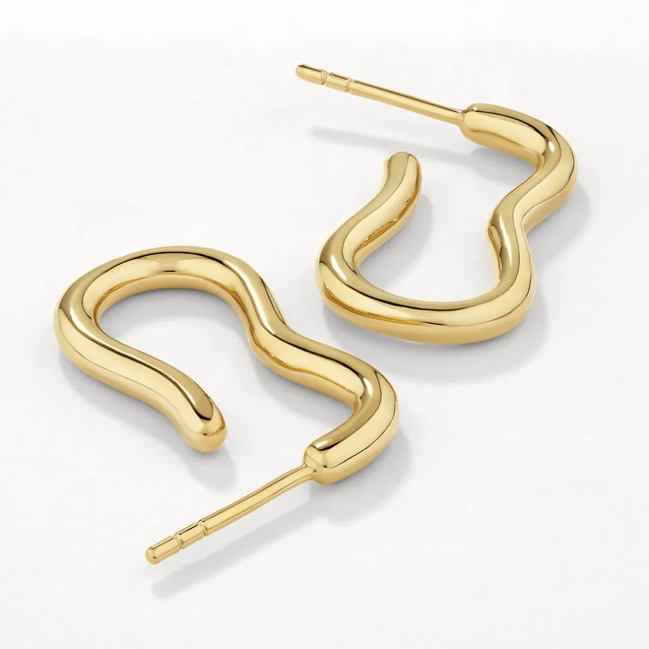 Best Pinched Paperclip Hoop Stud Earrings in Gold 18k Fine Gold Plated | Earrings