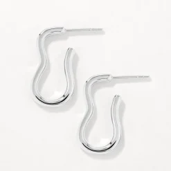 Fashion Pinched Paperclip Hoop Stud Earrings in Silver 925 Sterling Silver | Earrings