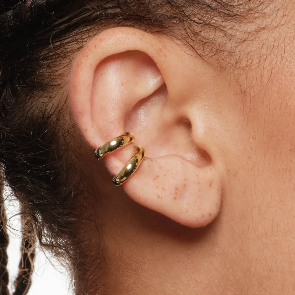 Best Plain Bar Hinge Ear Cuff Set in Gold 18k Fine Gold Plated | Earrings