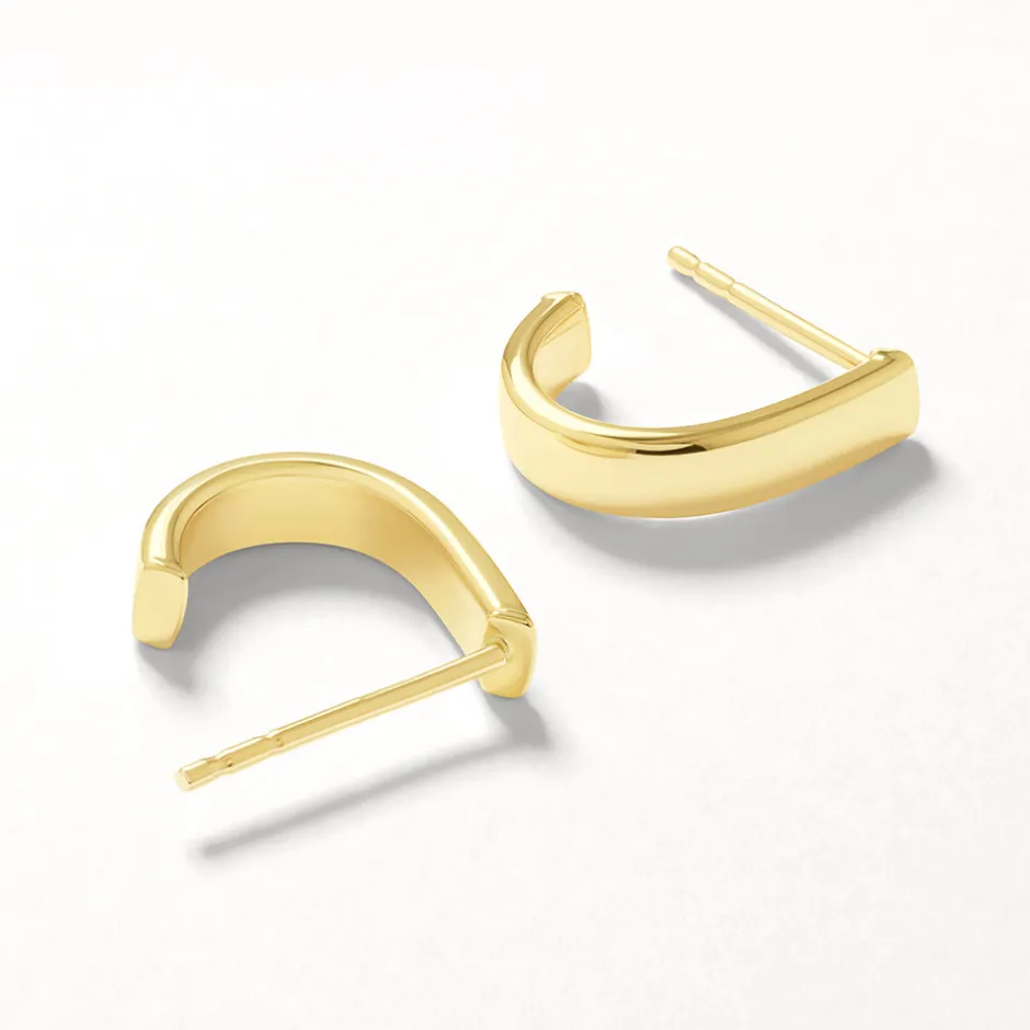 Discount Plain Half Huggie Stud Earrings in 10k Gold 10k Gold | Unisex