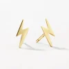 Clearance Plain Lightning Stud Earrings in 10k Gold Under $150 | Earrings