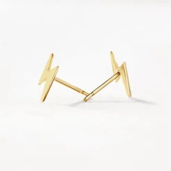 Clearance Plain Lightning Stud Earrings in 10k Gold Under $150 | Earrings