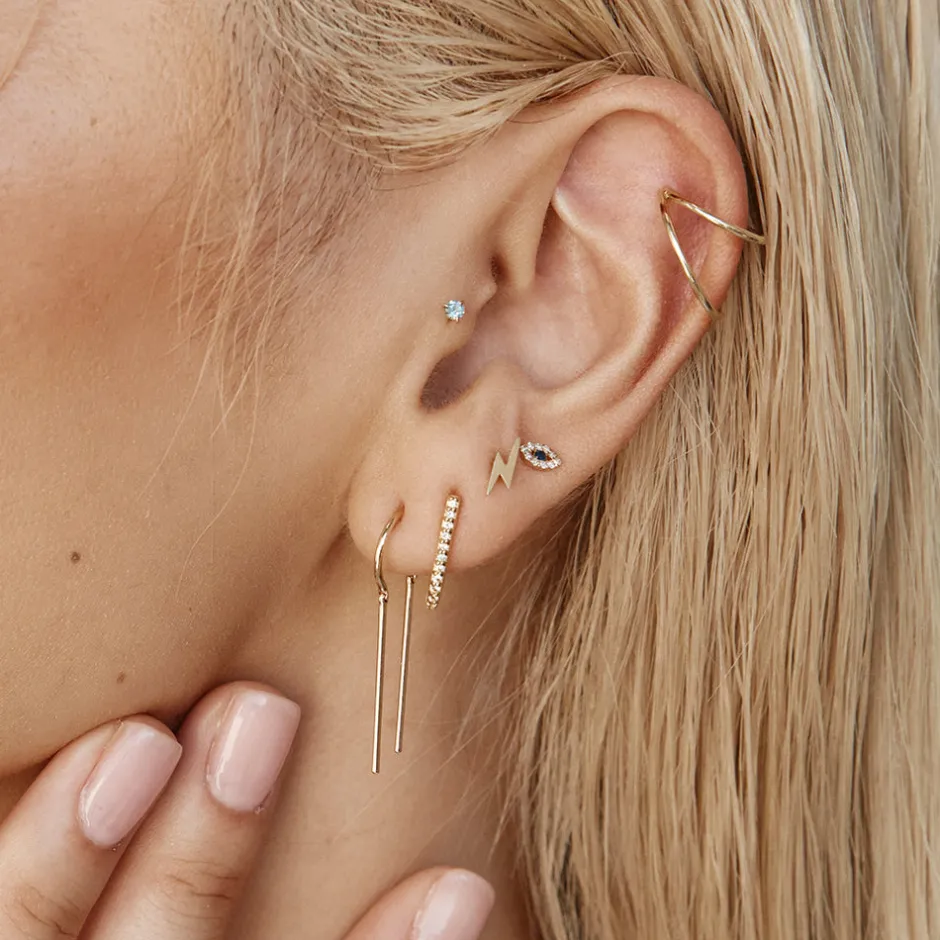 Clearance Plain Lightning Stud Earrings in 10k Gold Under $150 | Earrings