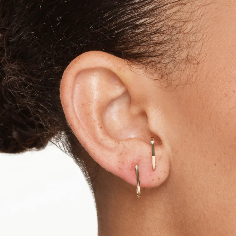New Plain Suspender Half Stud Earrings in Gold 18k Fine Gold Plated | Earrings