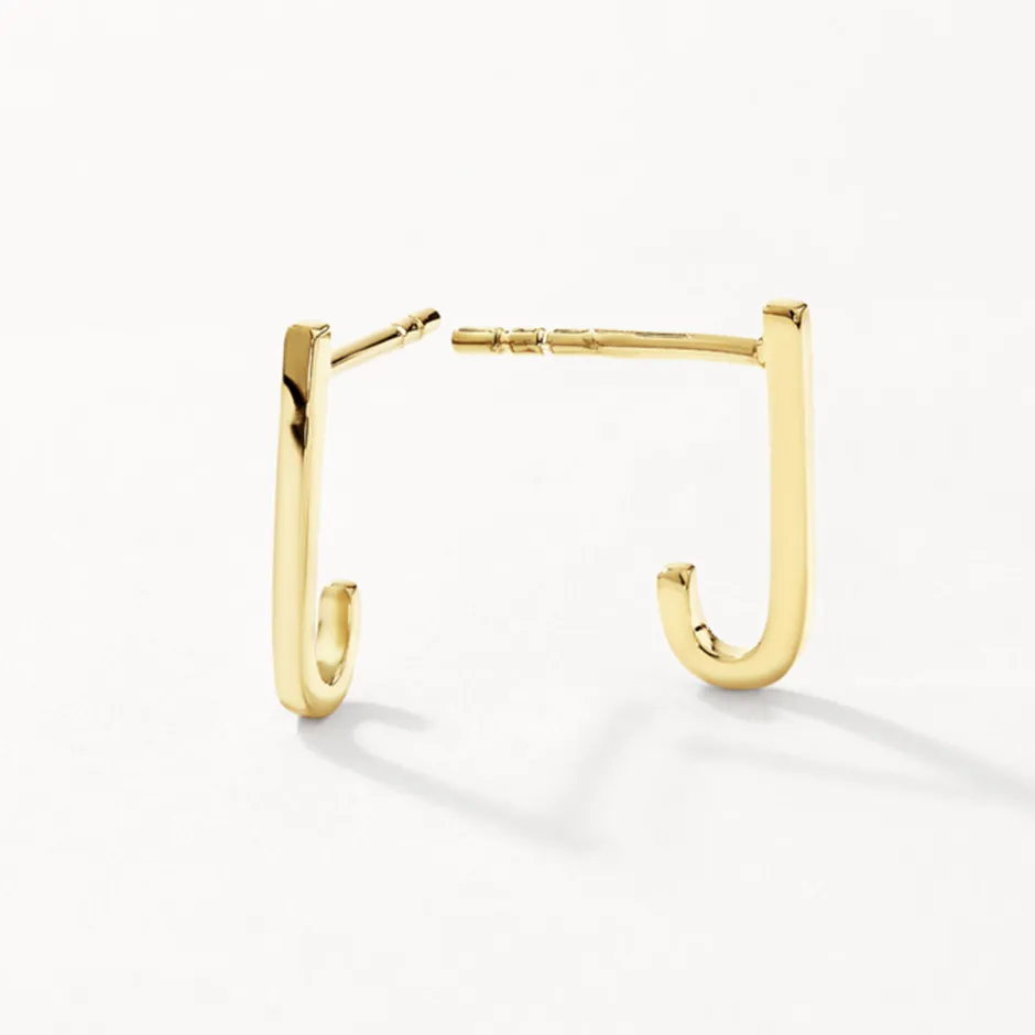 New Plain Suspender Half Stud Earrings in Gold 18k Fine Gold Plated | Earrings