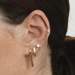 Clearance Plain U Shape Paperclip Hoop Stud Earrings in 10k Gold 10k Gold | Earrings