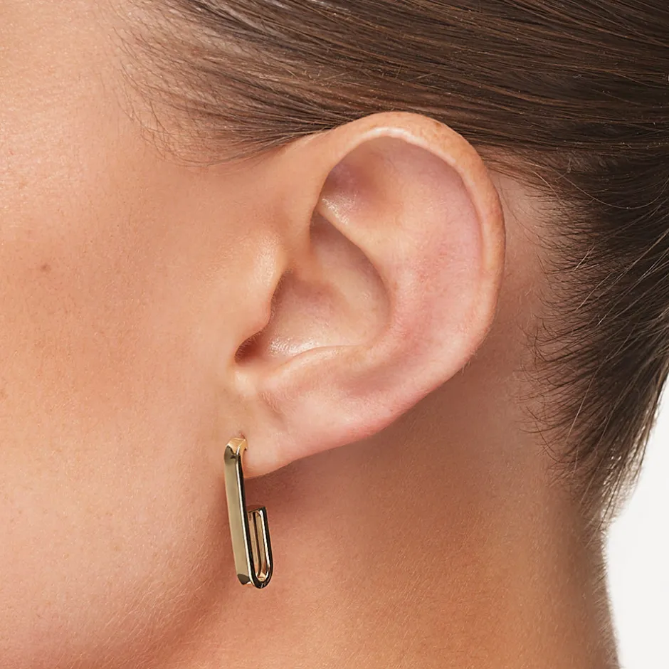 Clearance Plain U Shape Paperclip Hoop Stud Earrings in 10k Gold 10k Gold | Earrings
