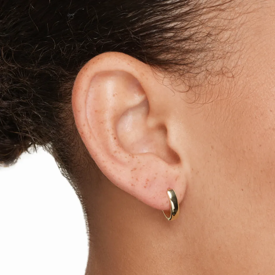 New Polished Huggie Earrings in 10k Gold Earrings | Hoops