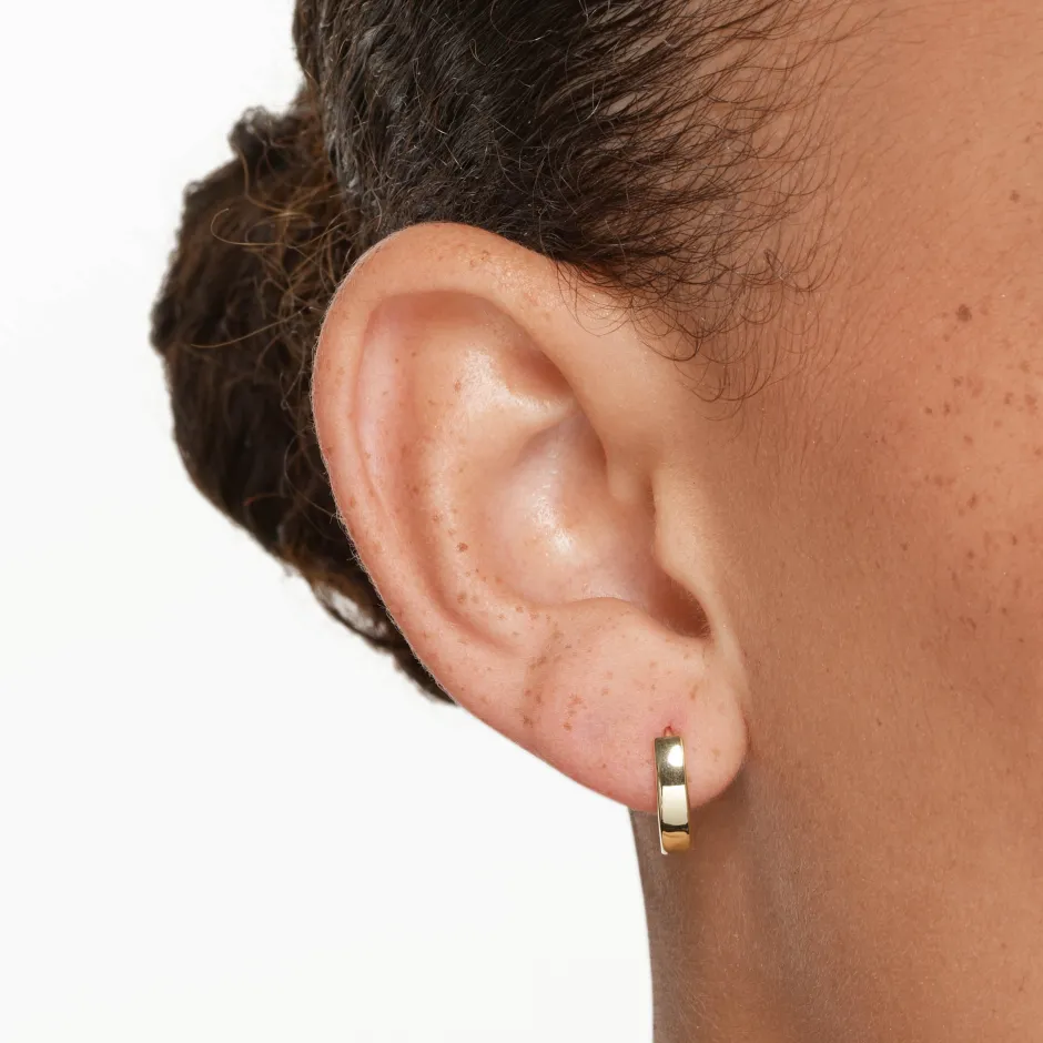 New Polished Huggie Earrings in 10k Gold Earrings | Hoops
