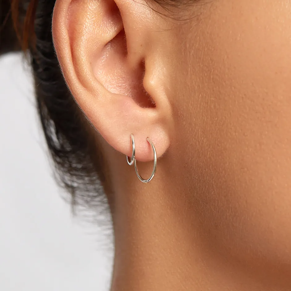 Discount Polished Sleeper Earrings in Silver Gifts For Him | Family Gifts