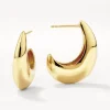 Clearance Puff Dome Hoop Stud Earrings in Gold 18k Fine Gold Plated | Earrings