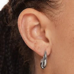 Best Puff Dome Hoop Stud Earrings in Silver Under $150 | 925 Sterling Silver