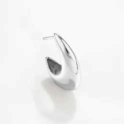 Best Puff Dome Hoop Stud Earrings in Silver Under $150 | 925 Sterling Silver