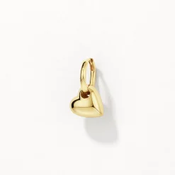 Sale Puff Heart Drop Huggie Earrings in Gold Symbolic Jewellery | 18k Fine Gold Plated