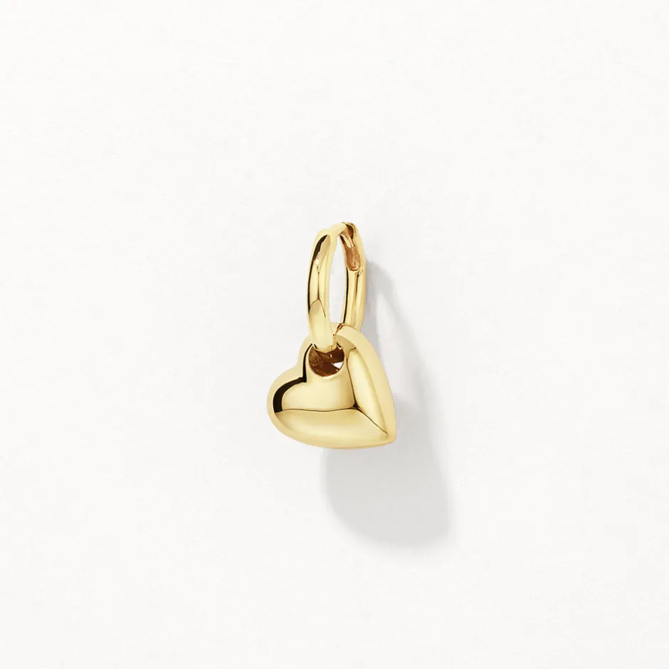 Sale Puff Heart Drop Huggie Earrings in Gold Symbolic Jewellery | 18k Fine Gold Plated
