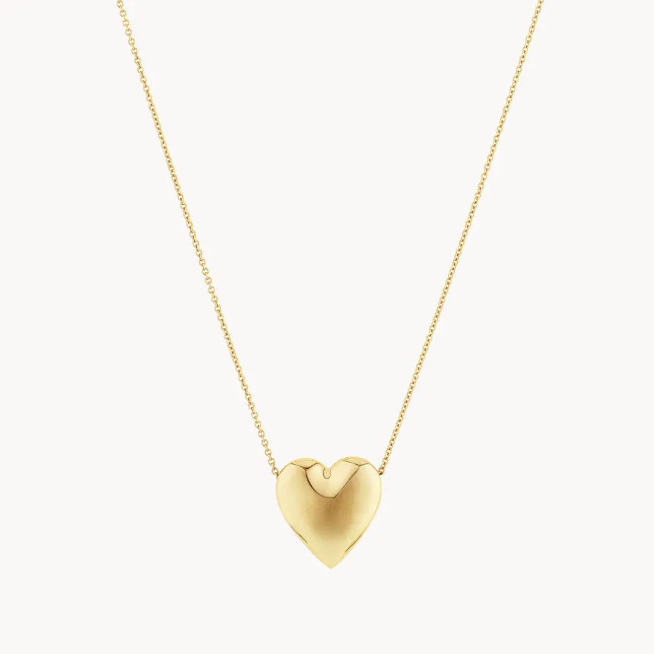 Fashion Puff Heart Necklace in Gold Symbolic Jewellery | 18k Fine Gold Plated