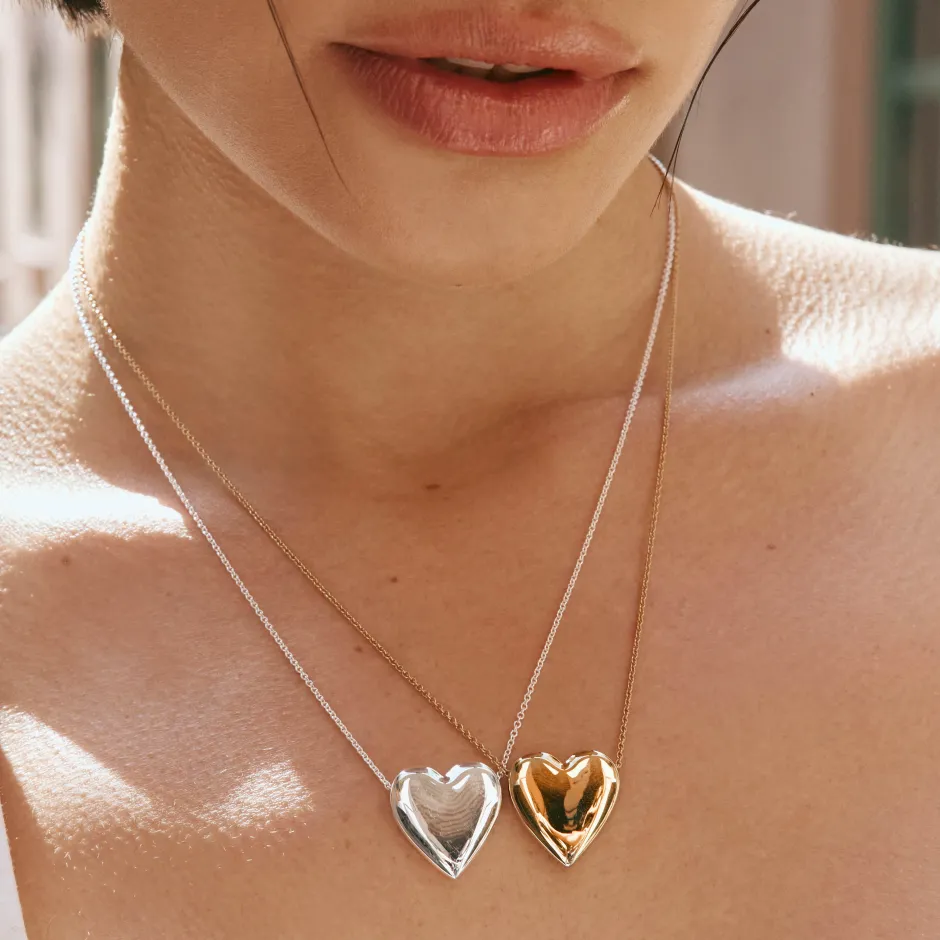 Discount Puff Heart Necklace in Silver Symbolic Jewellery | 925 Sterling Silver