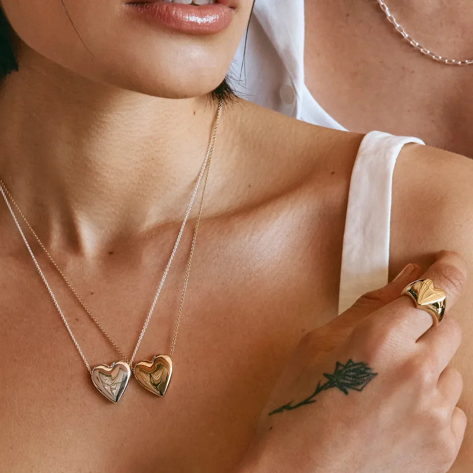 Discount Puff Heart Necklace in Silver Symbolic Jewellery | 925 Sterling Silver