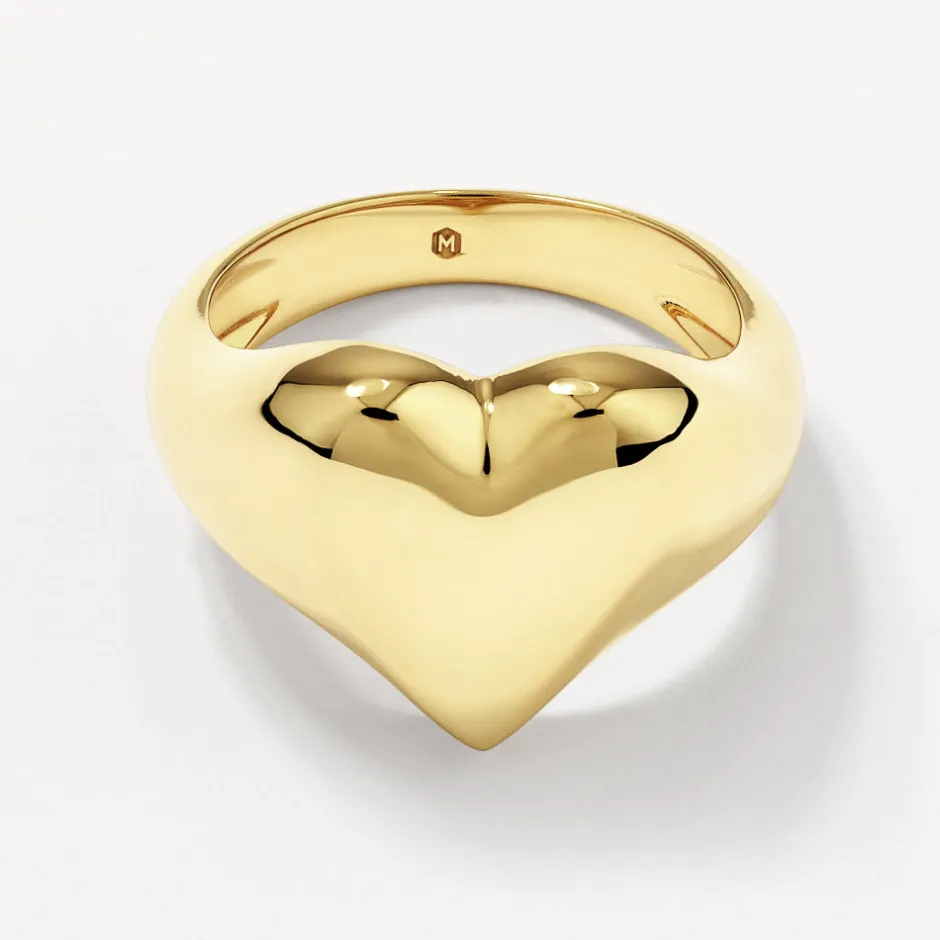Clearance Puff Heart Ring in Gold Symbolic Jewellery | 18k Fine Gold Plated