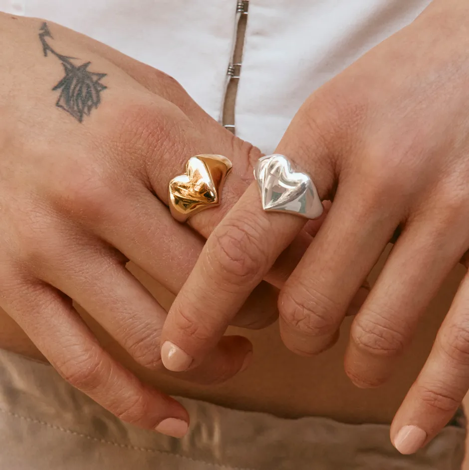 Clearance Puff Heart Ring in Gold Symbolic Jewellery | 18k Fine Gold Plated
