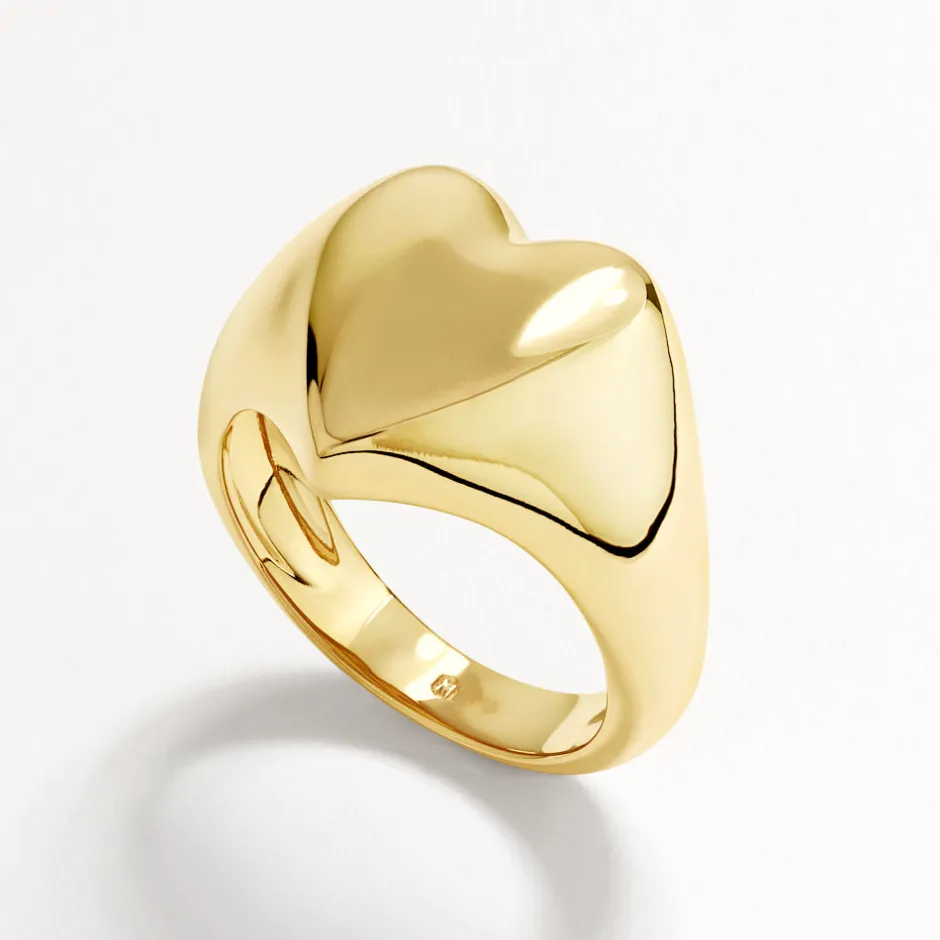 Clearance Puff Heart Ring in Gold Symbolic Jewellery | 18k Fine Gold Plated