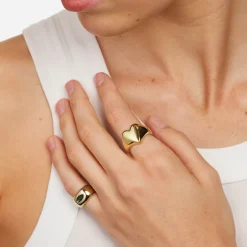 Clearance Puff Heart Ring in Gold Symbolic Jewellery | 18k Fine Gold Plated