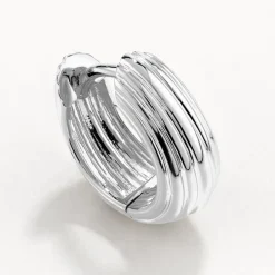 New Ribbed Dome Huggie Earrings in Silver Under $150 | 925 Sterling Silver
