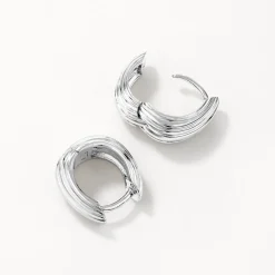New Ribbed Dome Huggie Earrings in Silver Under $150 | 925 Sterling Silver