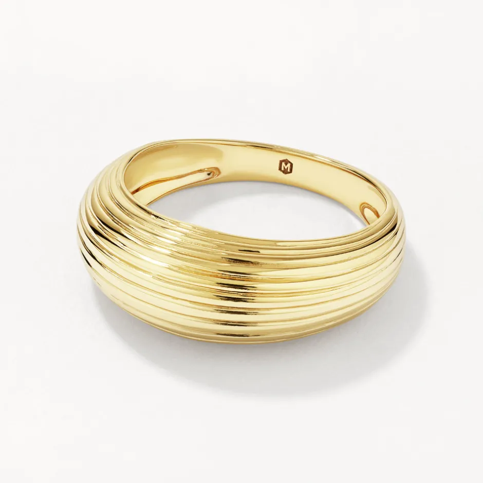 Sale Ribbed Dome Ring in Gold Under $150 | 18k Fine Gold Plated