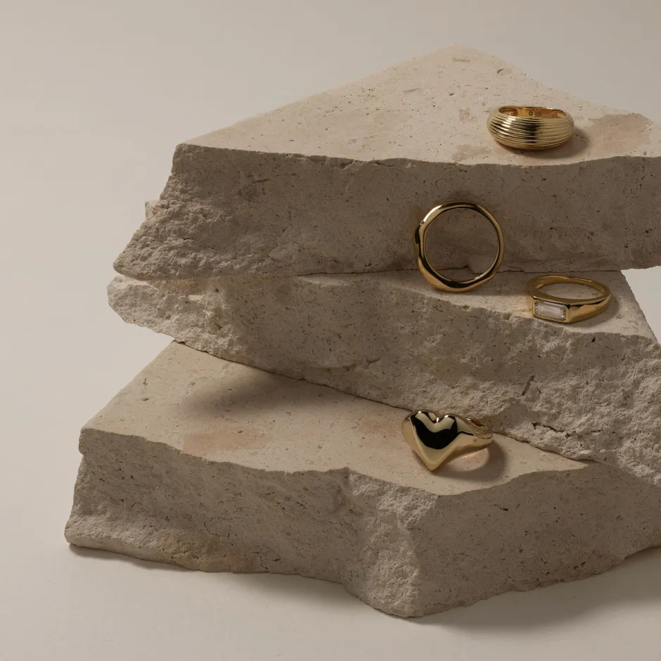 Sale Ribbed Dome Ring in Gold Under $150 | 18k Fine Gold Plated