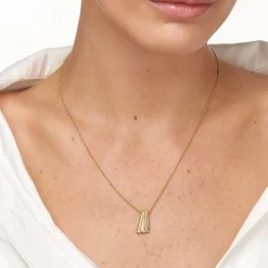 Outlet Ribbed Fan Pendant Necklace in Gold 18k Fine Gold Plated | Necklaces & Pendants