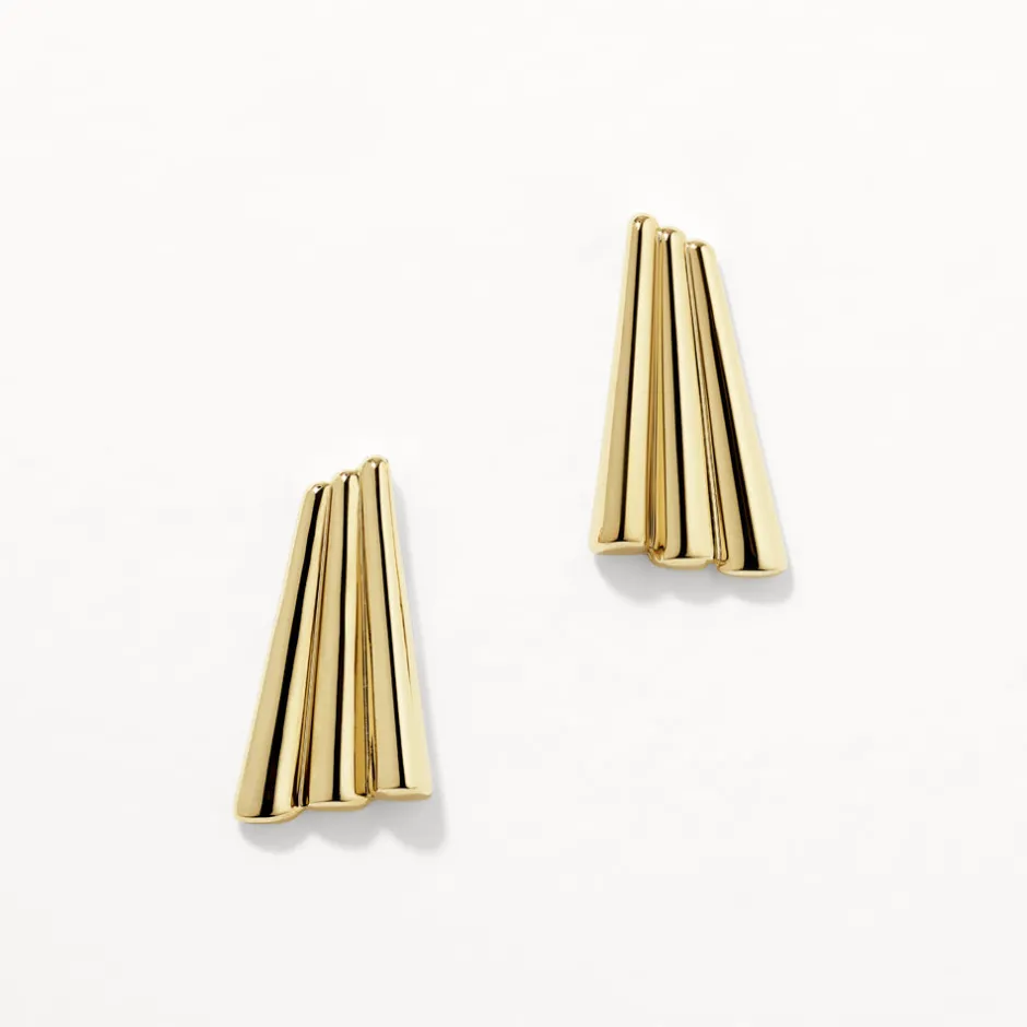 Discount Ribbed Fan Stud Earrings in Gold 18k Fine Gold Plated | Earrings